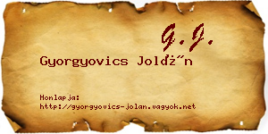 Gyorgyovics Jolán névjegykártya